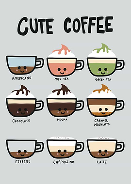 Cute Coffee Drinks Illustration