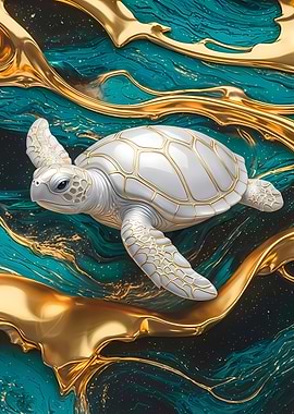 Elegant Turtle with Golden Accents