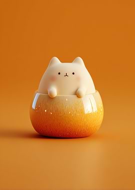 Cute Cat in Orange Pot