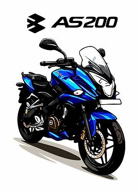 Blue Bajaj AS200 Motorcycle Illustration