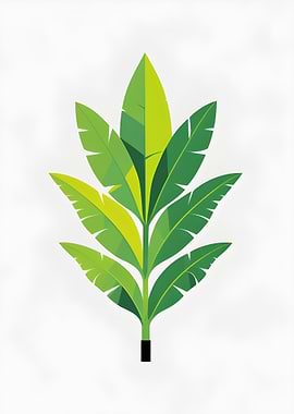 Stylized Green Leaf Illustration on White