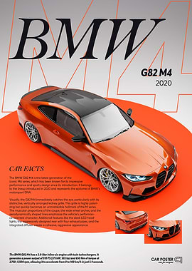 BMW G80 M3 / G82 M4 Orange Car Poster