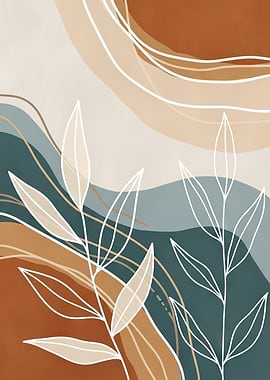 Abstract Floral Art with Earth Tones