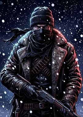 Winter Hunter with Rifle