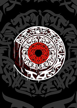 Abstract Red and White Circular Design