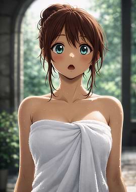 Anime Girl Beauty in Bathhouse