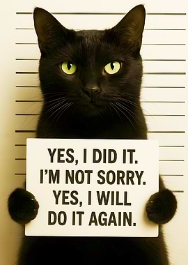 Black Cat behind bars