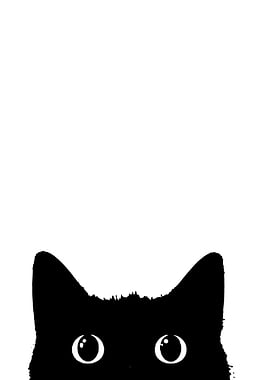 Peeking Black Cat Silhouette
