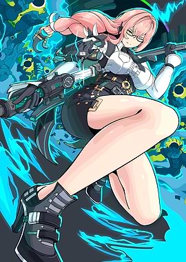 Anime Girl with Futuristic Weapon