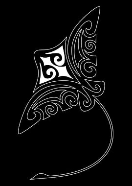 Abstract White Ornament on Black Background