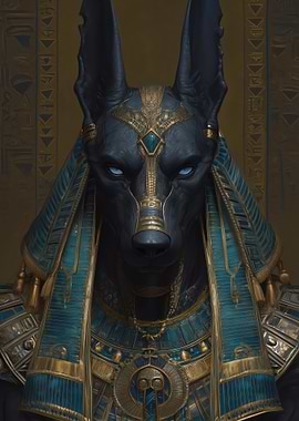 Anubis Portrait with Egyptian Ornamentation