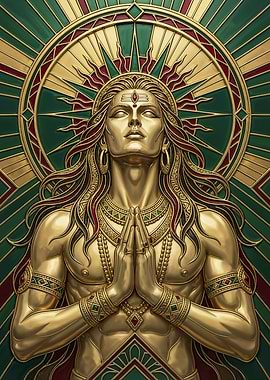 Golden Sun God Divine Relief Art