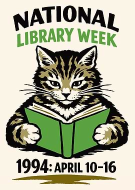 National Library Week 1994 Cat Poster