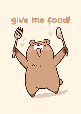 Hungry Bear Cartoon Illustration