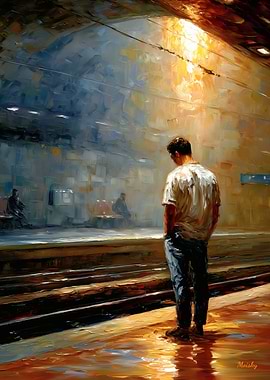 Quiet Platform – Impressionist Urban Landscape