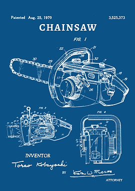 Vintage Chainsaw Patent 1970, chainsaw lover gift