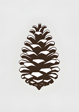 Brown and White Pine Cone Illustration