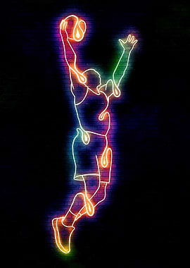 Neon Basketball Player Dunking