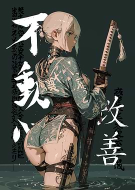 Cyborg Samurai Girl with Katana