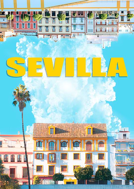 Sevilla Cityscape with Upside-Down Buildings