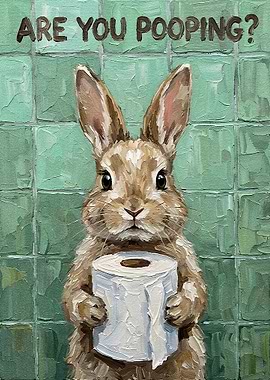Are You Pooping Rabbit Painting