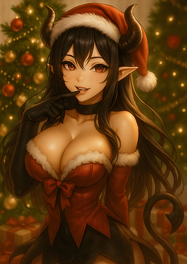 Christmas Anime Devil Girl Portrait