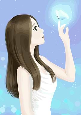 Girl with Butterfly Digital Art