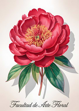 Red Peony Flower Illustration