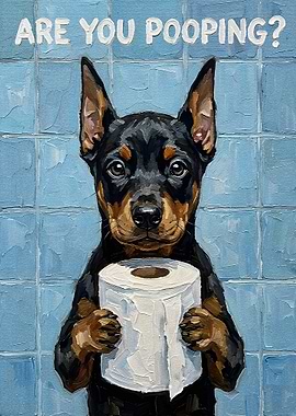 Dog with Toilet Paper Painting