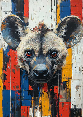 Hyena Portrait with Abstract Background