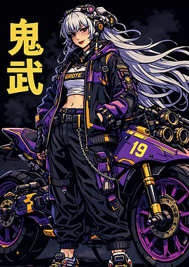 Anime Girl with Motorcycle