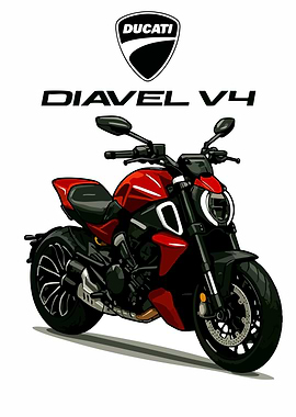 Ducati Diavel V4 Motorcycle Illustration