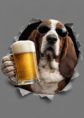 Cool Dog with Beer Mug