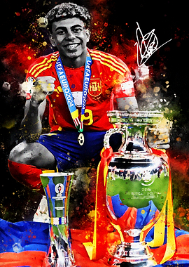 Yamal Soccer Player with Trophies