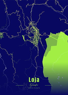 Loja, Ecuador Map Art