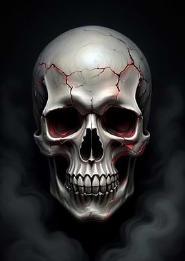 Cracked Skull with Red Glow