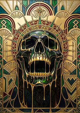Golden Melting Skull