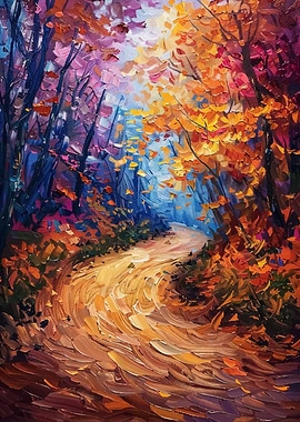 Autumn Forest Path Painting