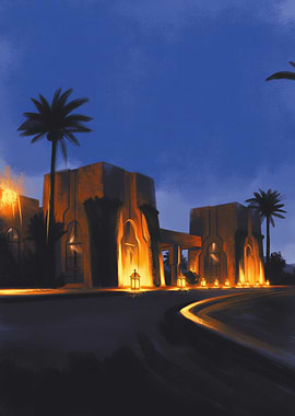 Nighttime Moroccan Architecture with Lanterns