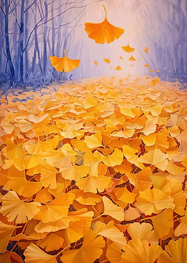 Ginkgo Leaves Autumn Path Painting