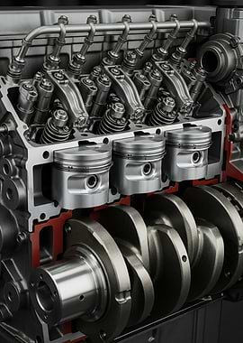 Engine Internal Components Cross-Section