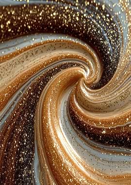 Swirling Glittering Caramel Abstract