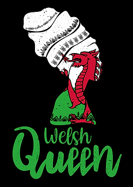 Welsh Queen Wales Flag Afro Roots