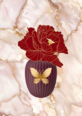 Floral arrangement with butterfly vase