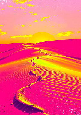 Surreal Desert Landscape with Footprints