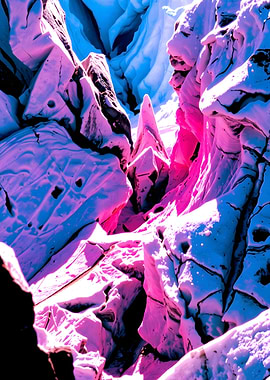 Abstract Pink and Blue Rock Formation