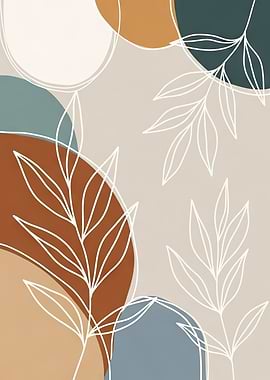 Abstract Floral Art with Neutral Tones