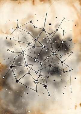 Constellation Map on Aged Paper