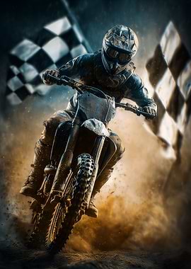 Motocross Rider Racing to Victory