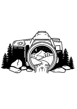 Camera Lens Landscape Black and White